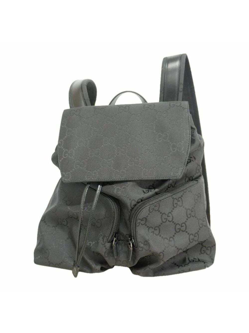 Gucci Backpack GG Supreme Nylon Black Silver